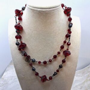 Acrylic Red Beaded Vintage Necklace Vampire Gothic Victorian Inspired Fairy